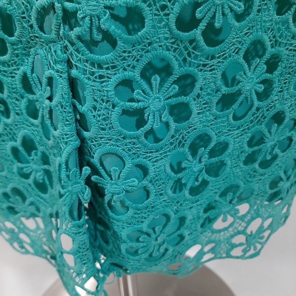 NWT Adriana Papell lace overlay turquoise blue dress 10 - Picture 14 of 15